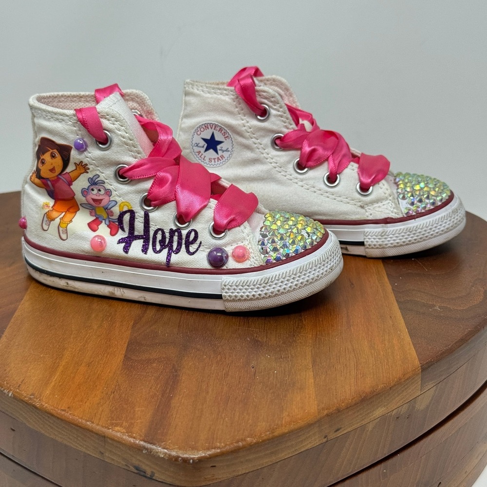 Converse‎ All Star Dora the Explorer Custom Rhinestone Pink High Top Shoes 6